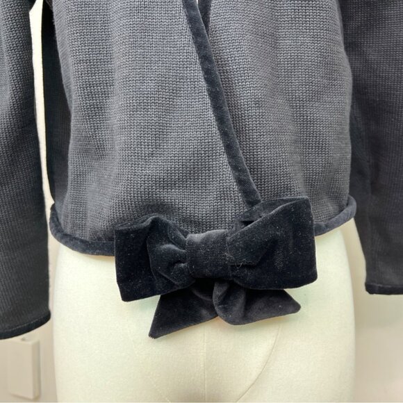 Vintage Cullinane Black Cardigan Sweater with Velvet Bow Detail Sz S - Picture 4 of 8